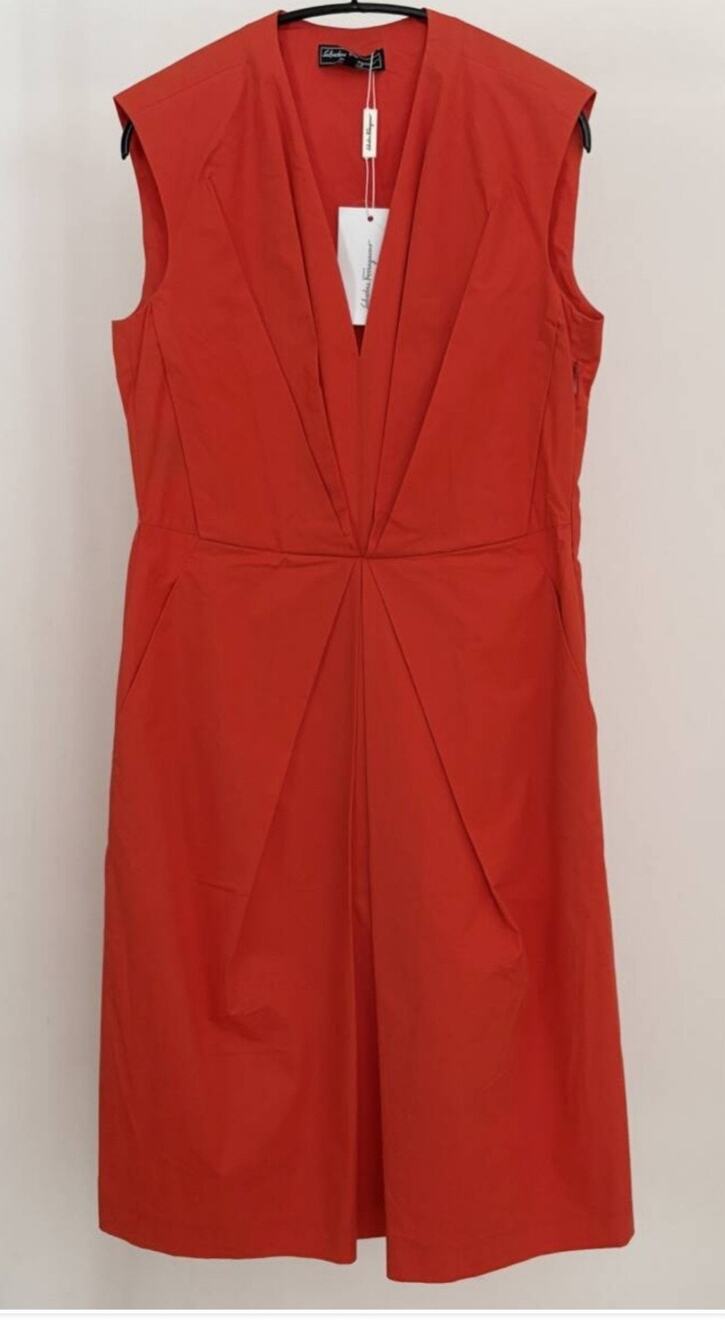Salvatore Ferragamo Women's Dress In Coral Orange. Size 46